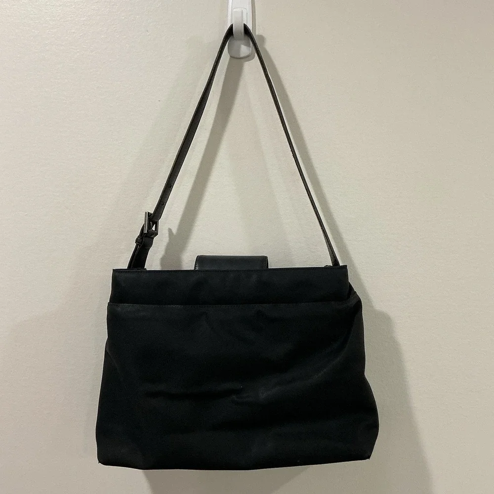 Coach Mercer 7412 Black Nylon Leather Trim Shoulder Bag Y2K